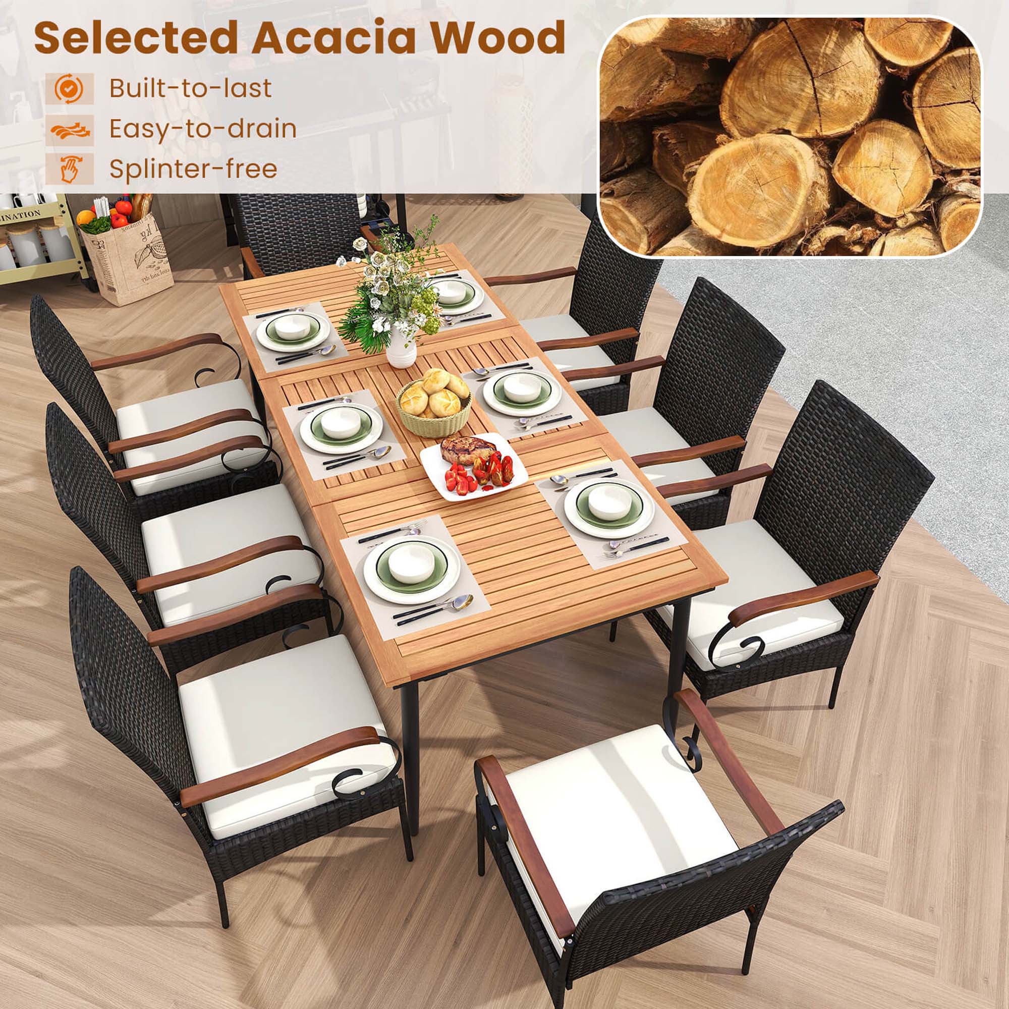 Selected Acacia Wood Built-to-last Built Easy-to-drain Splinter-free