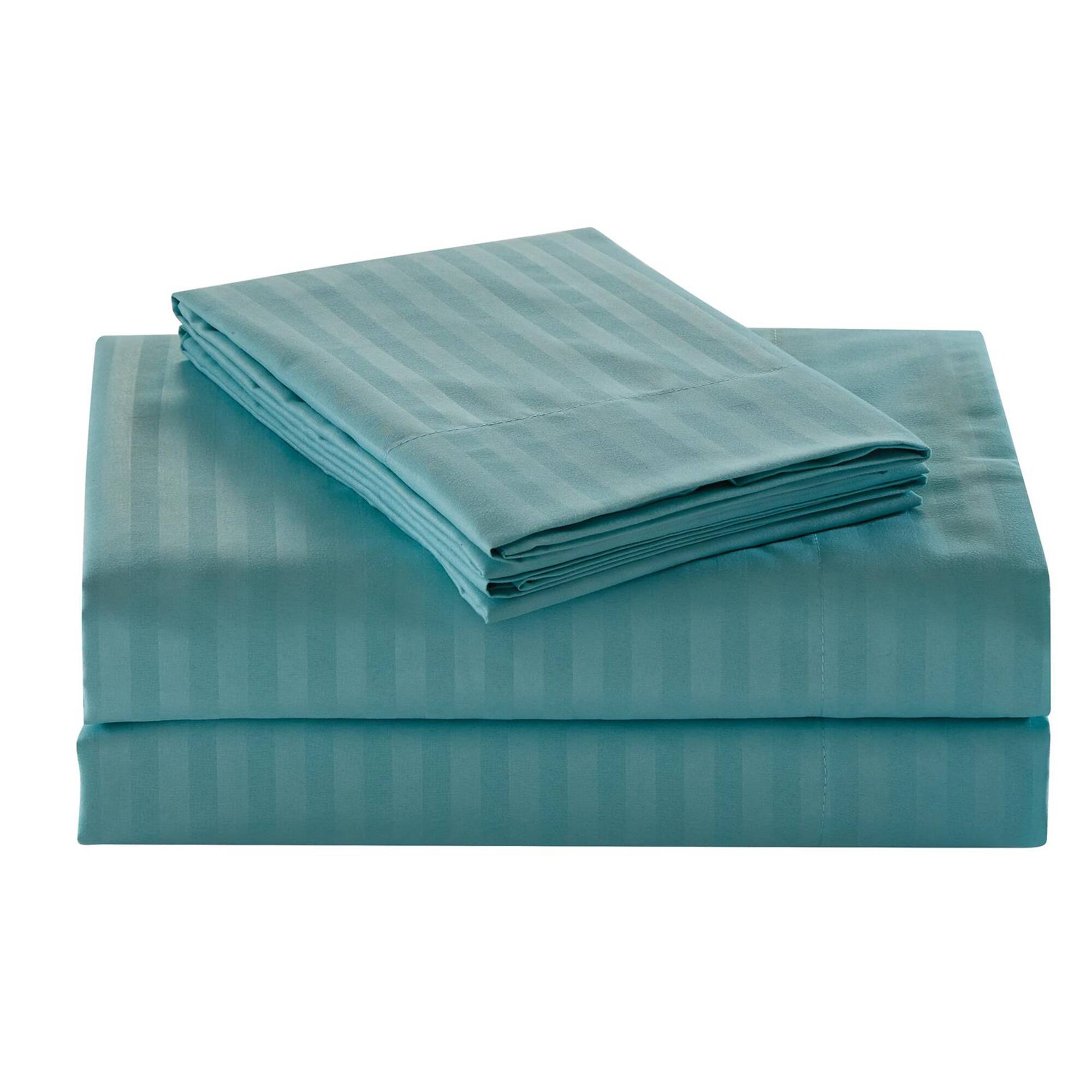 Plazatex - Embossed 1800 Series Wrinkle Resistant Ultra Soft Stripe Premium All Season Bed Sheet Set, Twin - Turquoise