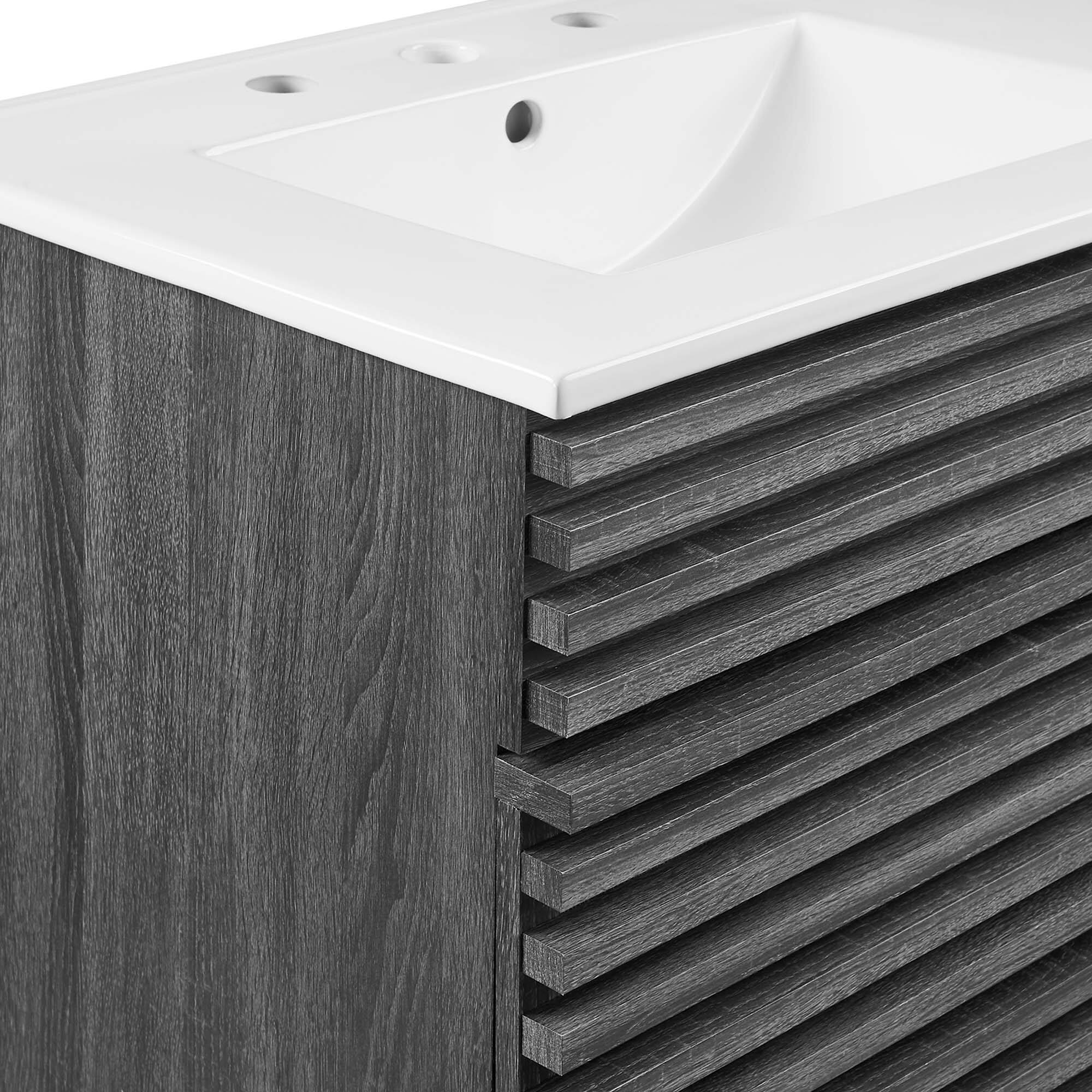 Alt View 6. Modway - Render 48" Bathroom Vanity with White Basin Included - Charcoal White.