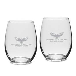 Jardine - Maryland Eastern Shore Hawks Team Design Two-Piece 15oz. Stemless Wine Glass Set - Multicolor