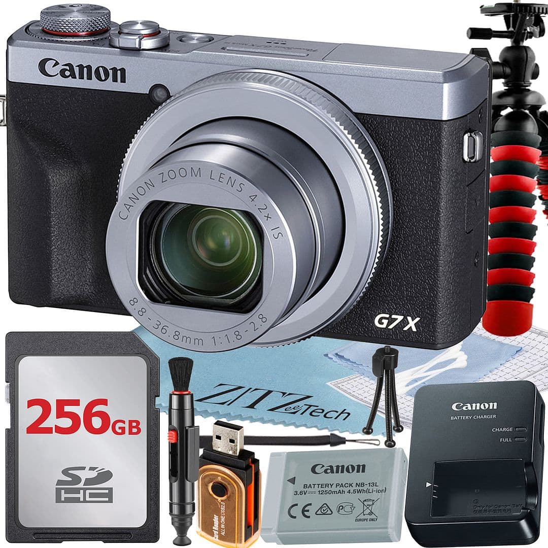 Canon - PowerShot G7 X Mark III Digital Camera with 256GB Card + ZeeTech Basic Bundle (International Version) - Silver