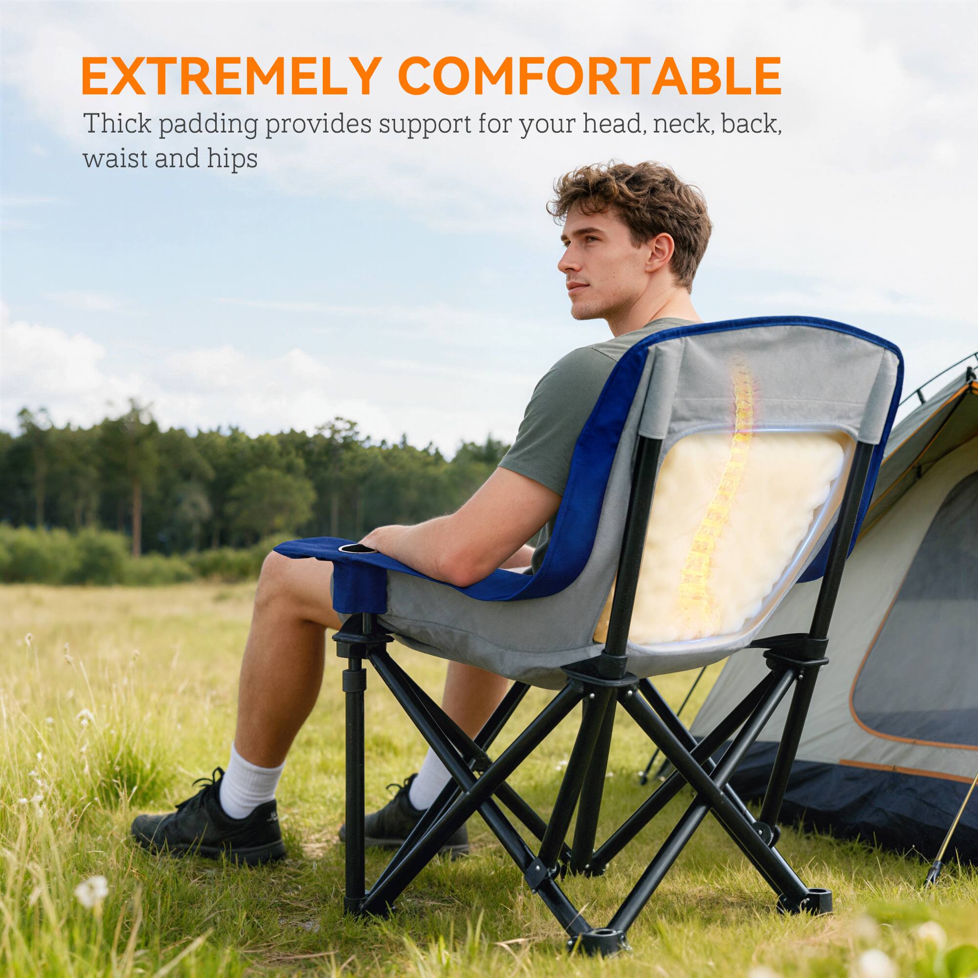 EXTREMELY COMFORTABLE  
Thick padding provides support for your head, neck, back, waist and hips