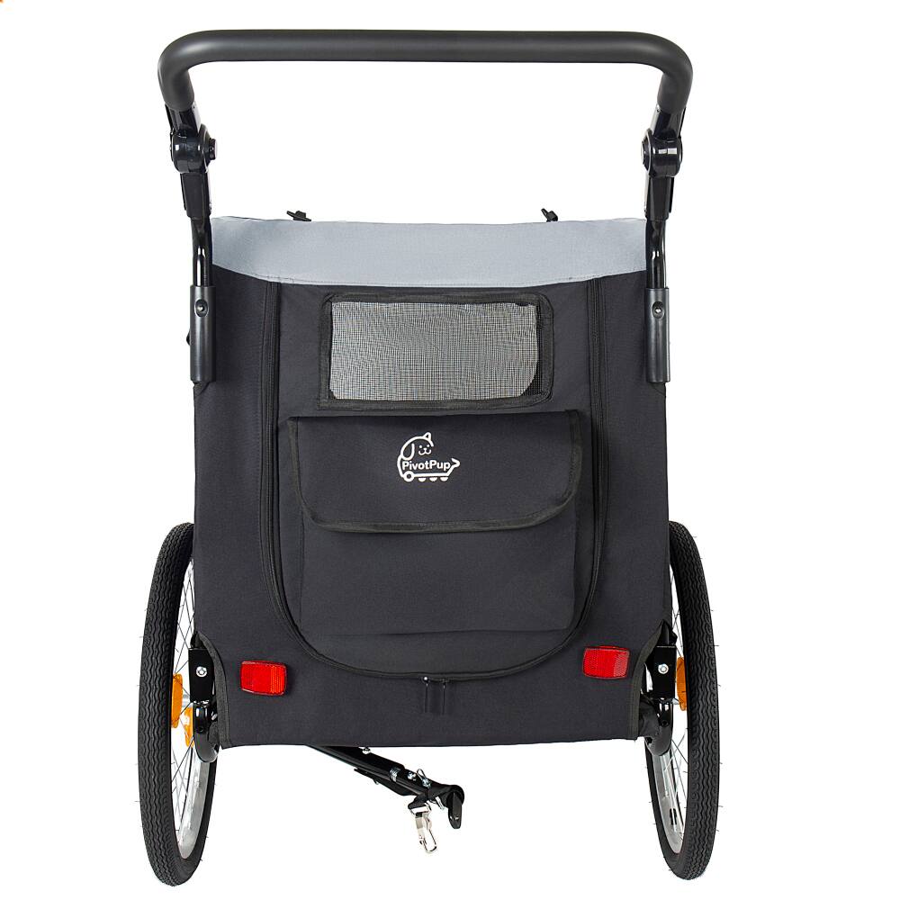 Alt View 4. JUJABU - 2-in-1 Foldable Pet Carrier Cart for Dogs up to 110lbs with Front Caster, Gray.