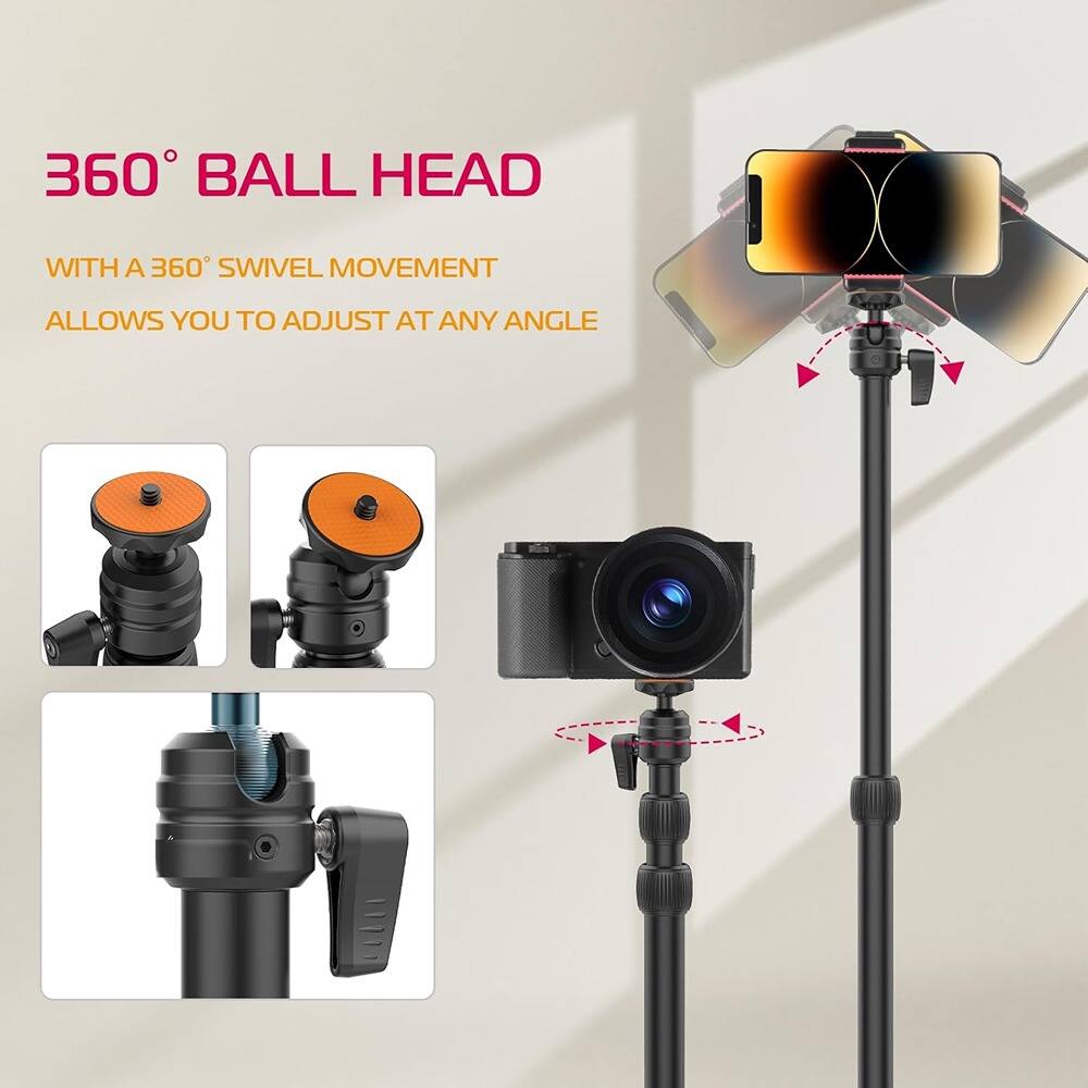 360° BALL HEAD

WITH A 360° SWIVEL MOVEMENT  
ALLOWS YOU TO ADJUST AT ANY ANGLE