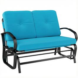 Outsunny - Outdoor Glider Bench, 2-Person Patio Rocker Loveseat with Tufted Cushions, Steel Frame for Porch, Garden Backyard - Blue