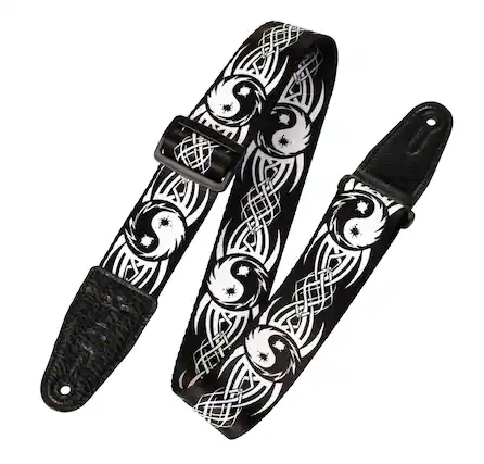 Front. Levy's Leathers - Polyester Guitar Strap, Print Series - 2 inch. Wide - Tribal Ying Yang.