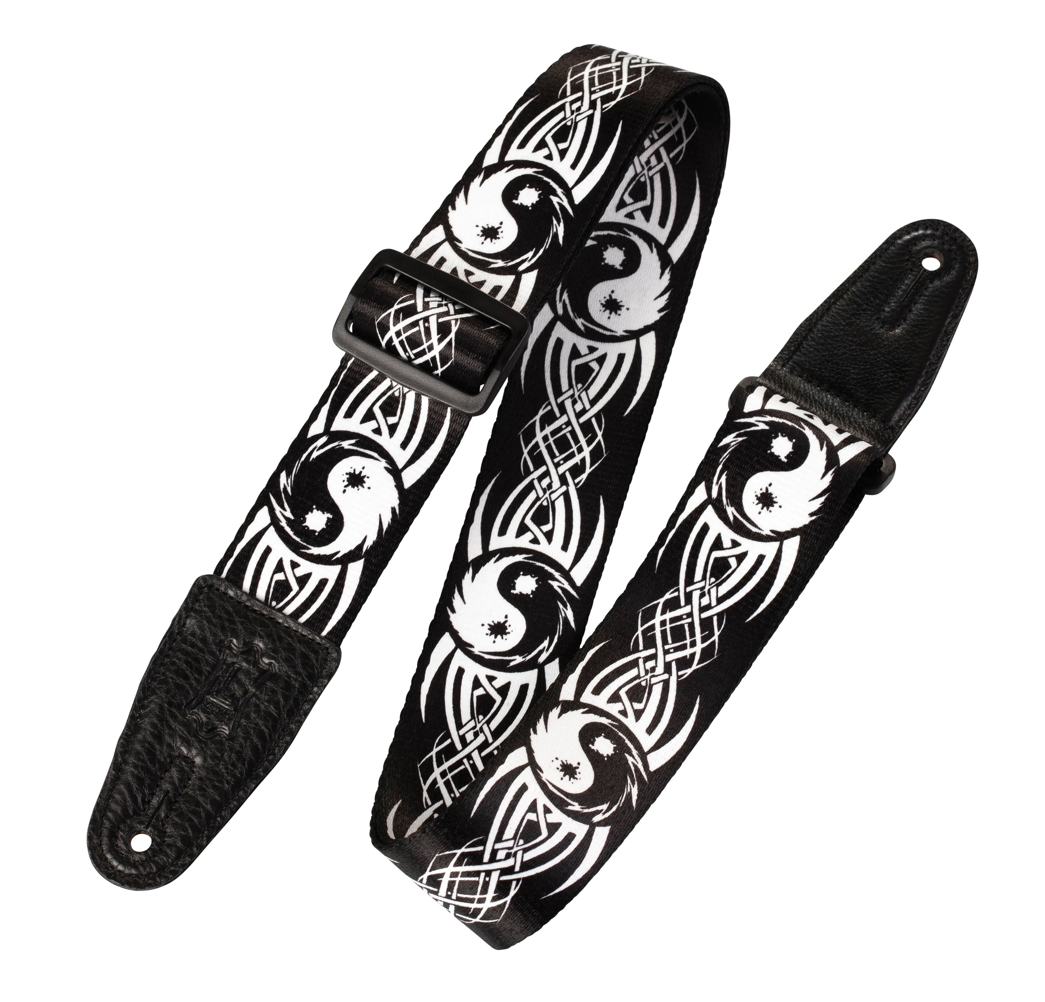 Front. Levy's Leathers - Polyester Guitar Strap, Print Series - 2 inch. Wide - Tribal Ying Yang.