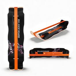VEVOR - Balance Board, Wobble Board Trainer for Adults, Premium Wooden Curved Balance Training Equipment, Compact & Lightweight - Black / Orange