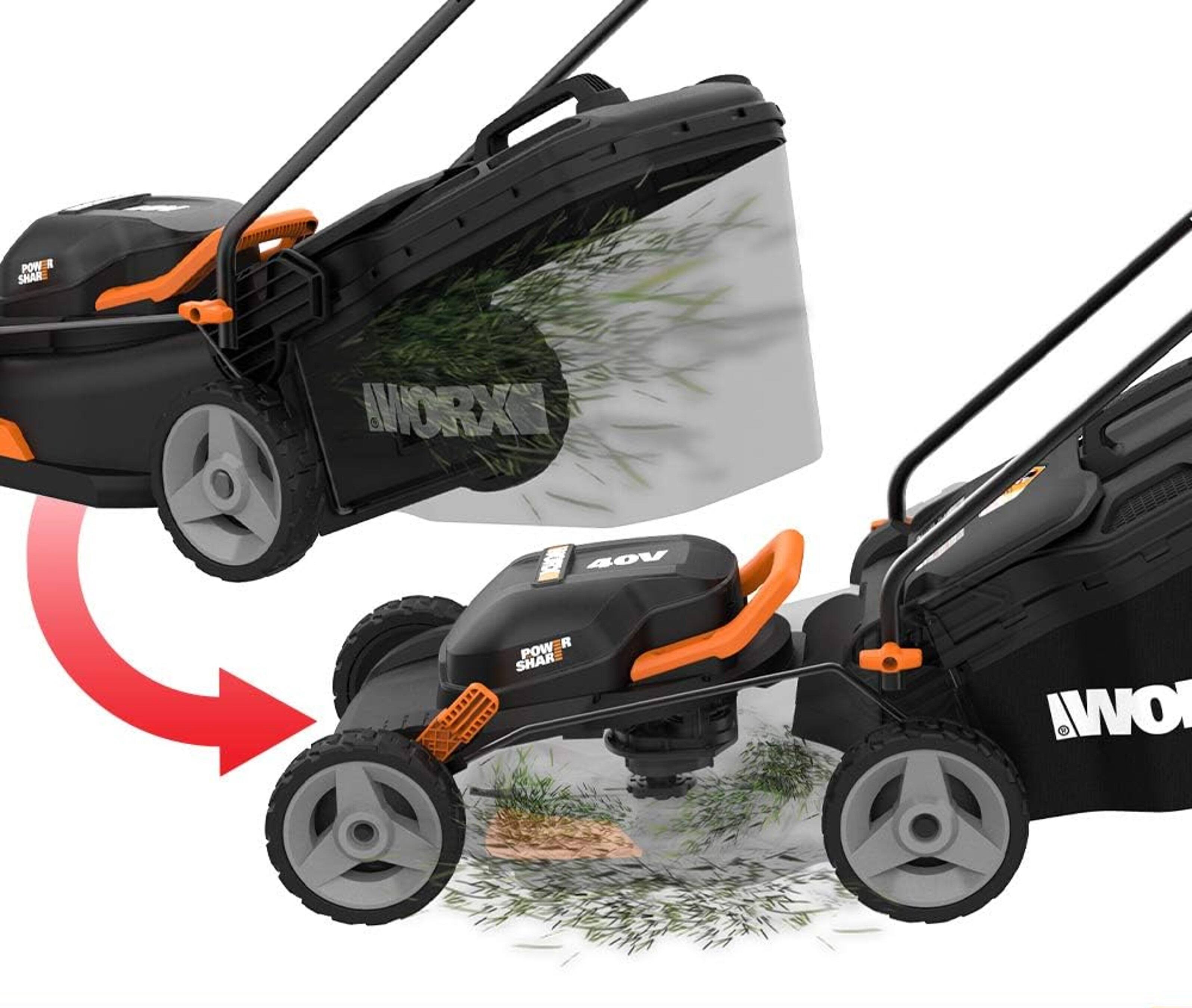 Alt View Zoom 11. WORX - 40V 17" Cordless Lawn Mower and 20V 12" Cordless Grass Trimmer Combo Kit (2 x 4.0 Ah Batteries & 1 x Charger) - Black.