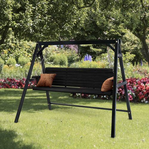 Alt View 7. Winado - 5FT Wooden Porch Swing Frame Only A-Frame Porch Swing Stand w/ Stability Bar, Wood Swing Hanger for Outdoor Garden Patio - Black.
