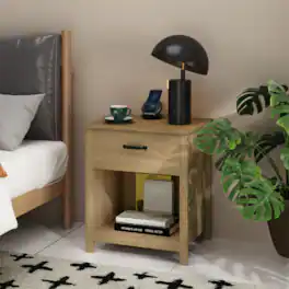 LUCKY ONE - Assembled Wood Nightstand 1-Drawer 1-Shelf - Brown