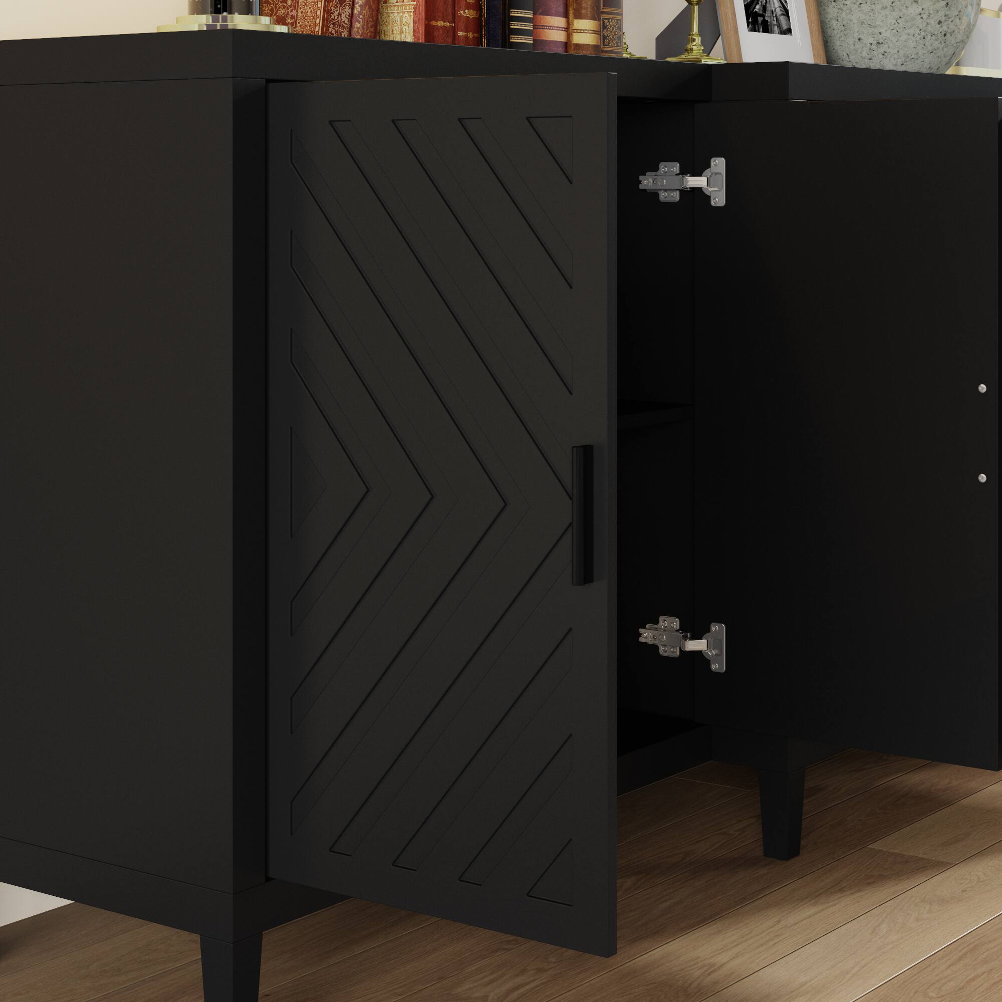 Alt View 8. FUFU & GAGA - FUFU&GAGA Geometric - Door Storage Cabinet: Multi - Scene Organizer with Anti - Tip - Black.