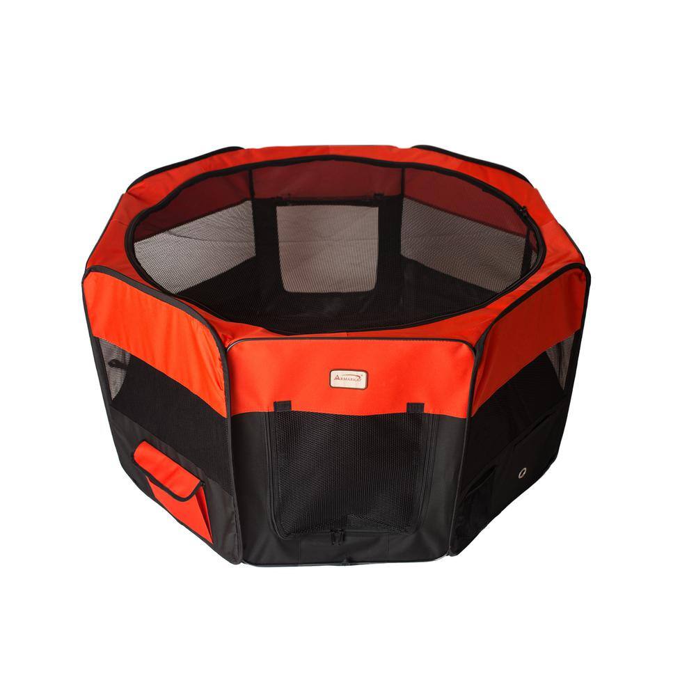 Alt View 4. Armarkat - Portable Pet Playpen In Black And Red Combo Medium - Black.