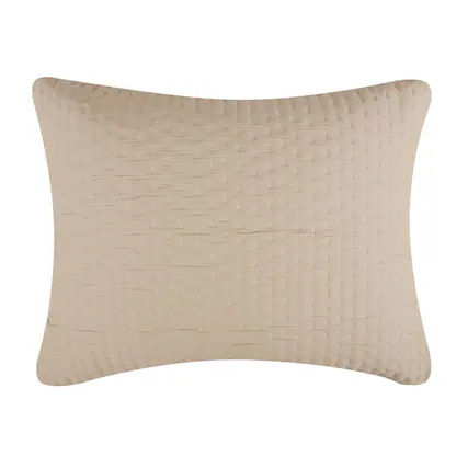 Front. Greenland Home Fashions - Greenland Home Fashions Homestead 100% Woven Polyester Jacquard Hand Quilted Standard Sham Natural - Natural.