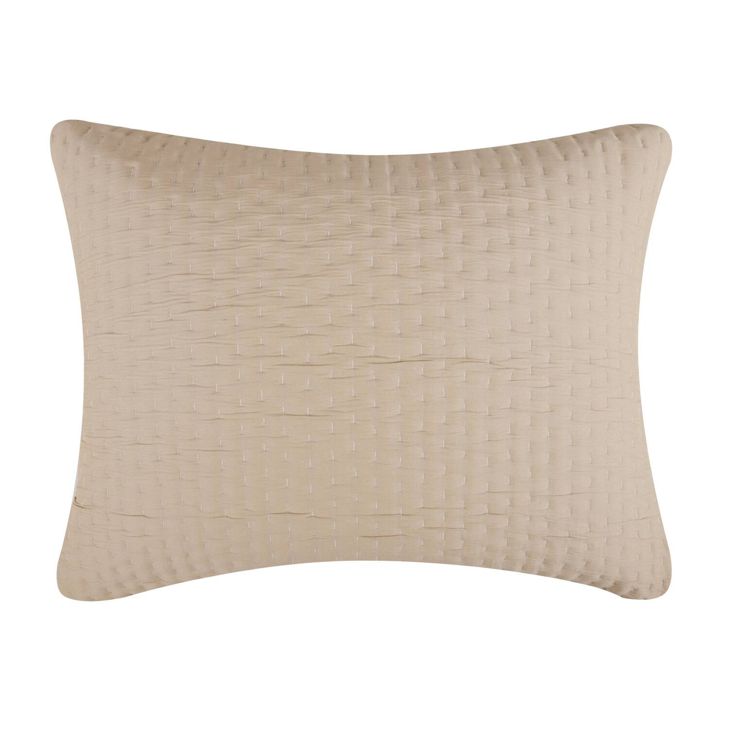 Front. Greenland Home Fashions - Greenland Home Fashions Homestead 100% Woven Polyester Jacquard Hand Quilted Standard Sham Natural - Natural.