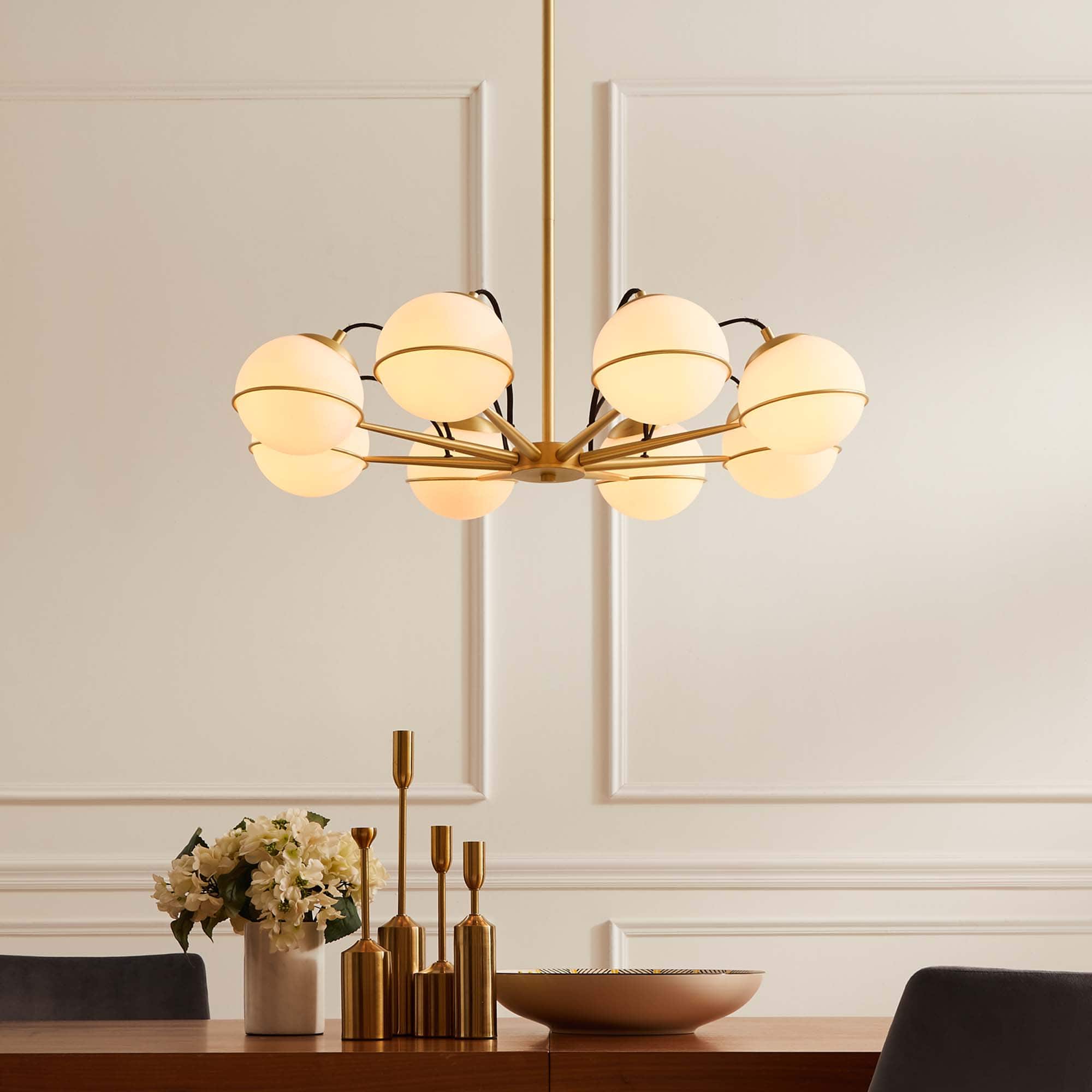 Hanna 8-Light Chandelier by Modway - Opal Gold