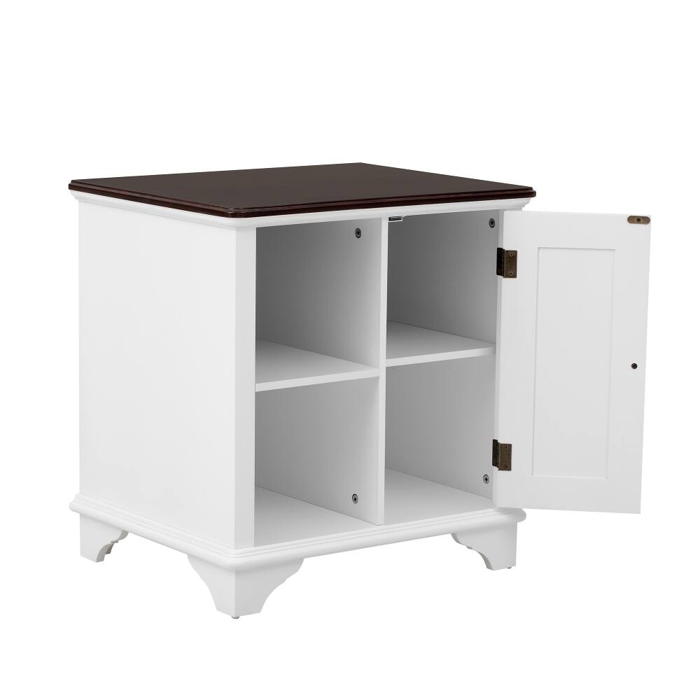 Alt View 10. Loheer - Loheer American Style End Table with Woven Baskets Shutter Style Side Table Solid Wood Base Storage Shelf - White.