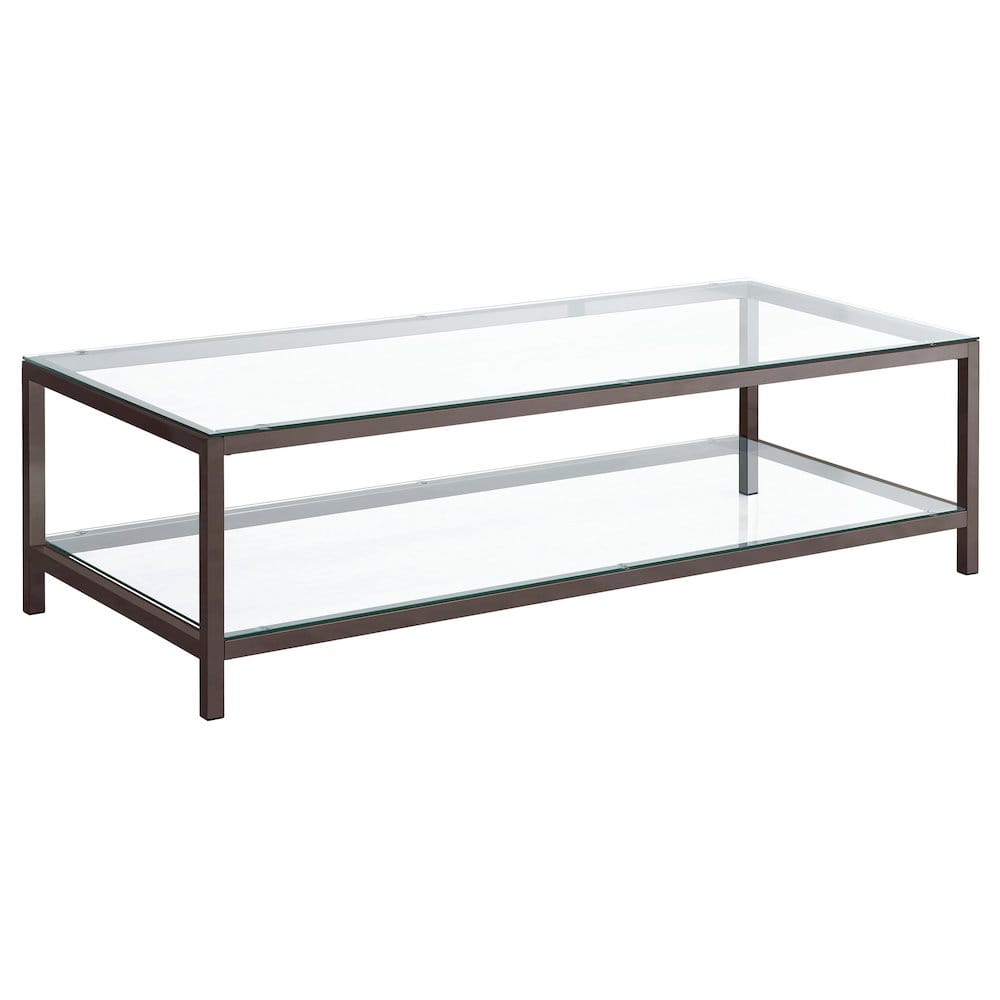Coaster Co. of America - Trini 1-shelf Glass Top Coffee Table Nickel - Black