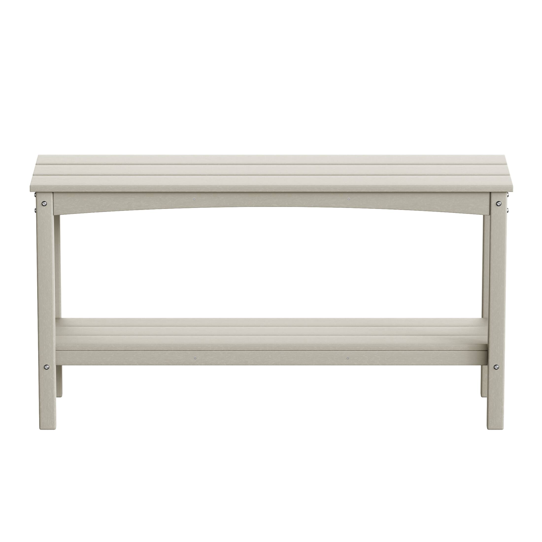 Front. WestinTrends - WestinTrends Malibu 55" Outdoor Patio HDPE Adirondack 2-Tier Shelf Console Table - Sand.