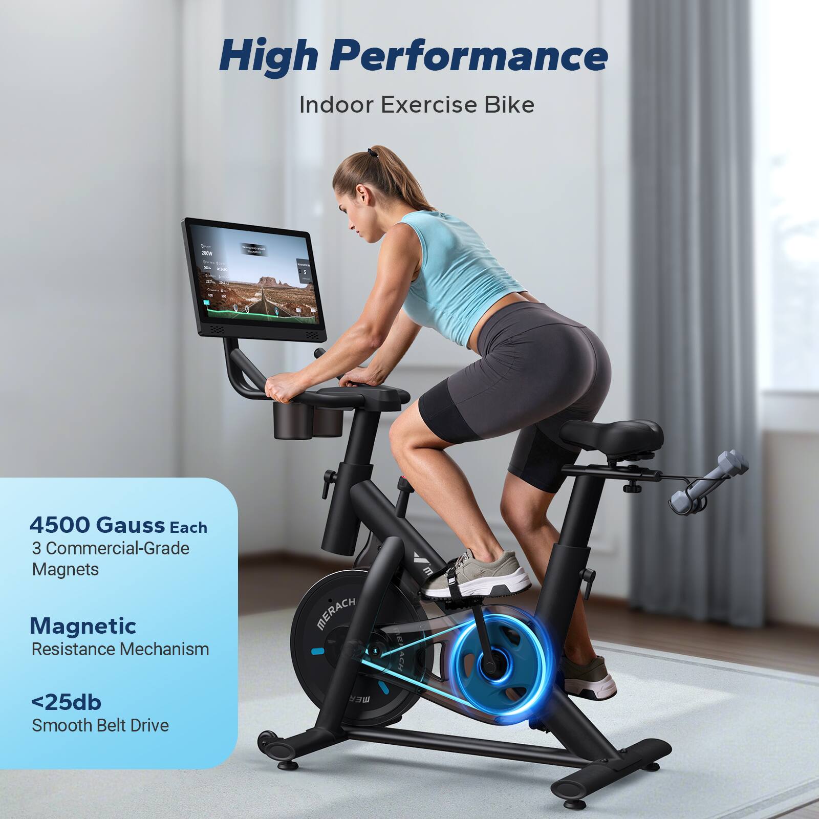 MERACH S26 Cardio Workout Exercise Bike with Comfortable Seat Cushion for Home