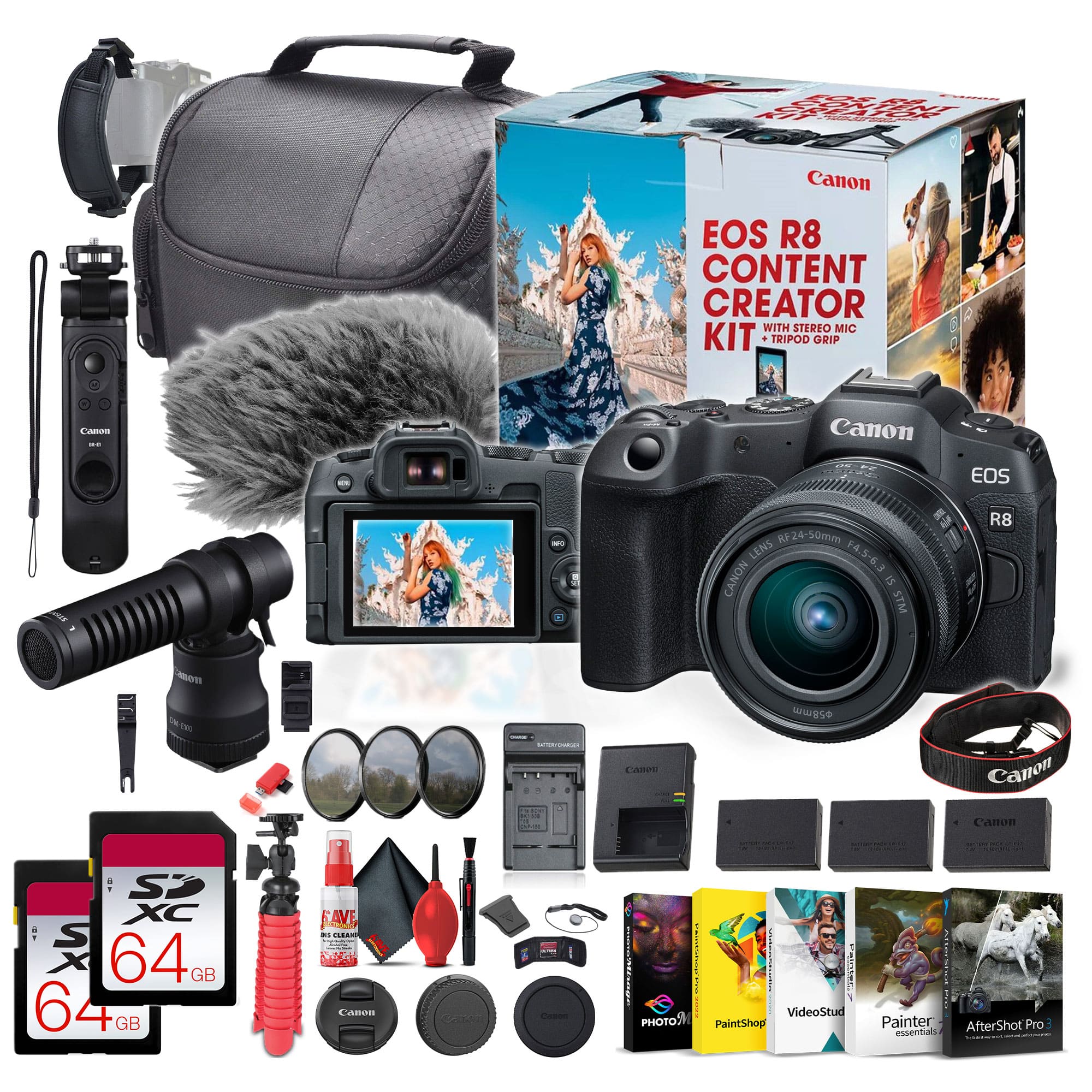 Canon - EOS R8 Camera Content Creator Kit with RF 24-50mm f/4.5-6.3 IS STM Lens - Bundle