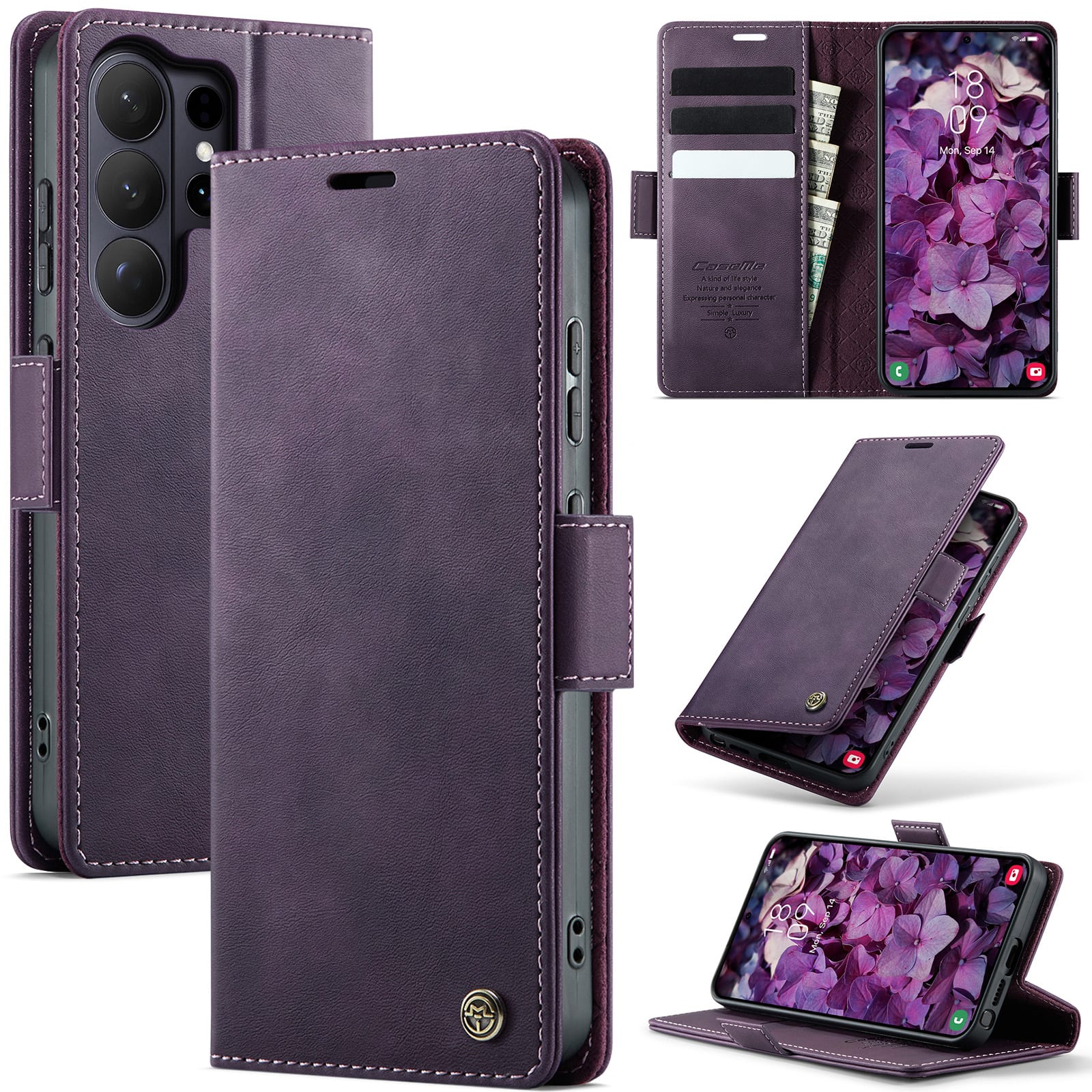 UUCOVER - For Samsung Galaxy S26 Ultra Folio Wallet Case with RFID Blocking Card Cash Holder, Magnetic Closure, Flip Stand Cover - Purple