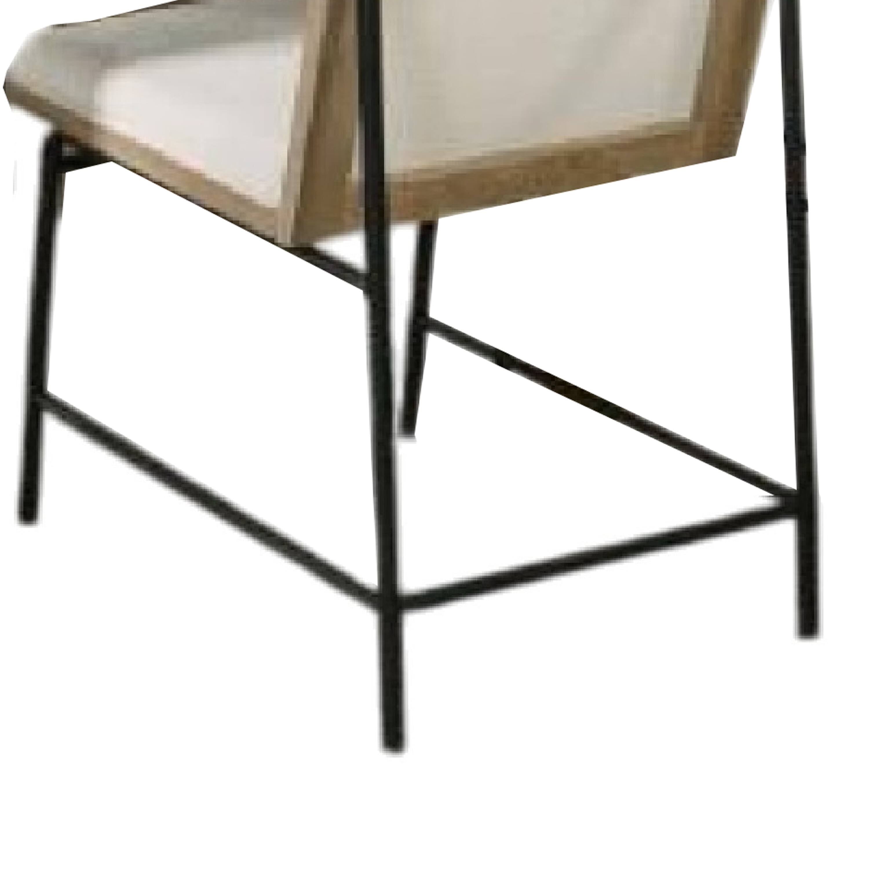 Alt View 3. Manhattan Lane - Edey Side Dining Chair Set of 2, Metal Legs, Oak Brown Rubberwood - Oak Brown, Beige, Black.