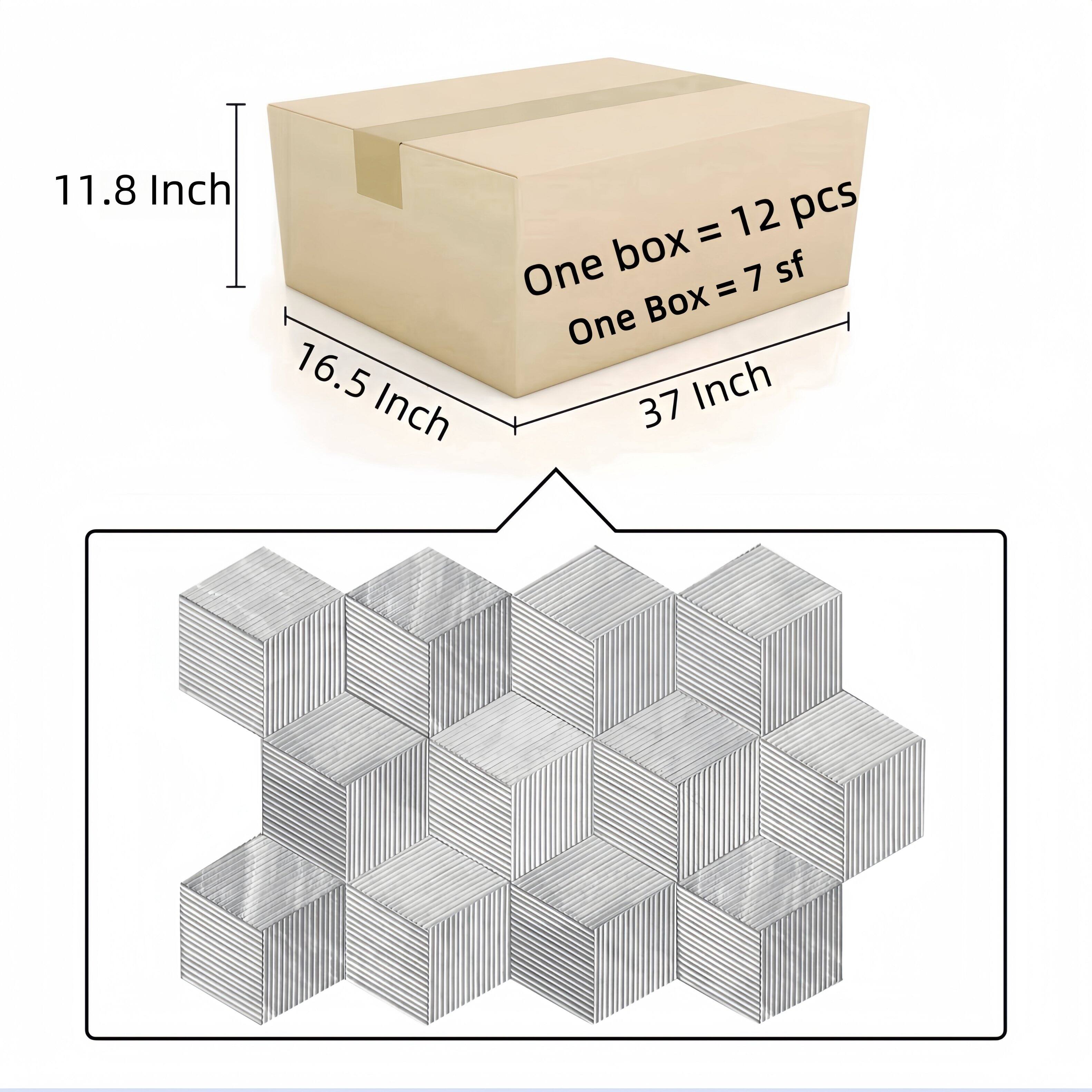 11.8 Inch  
16.5 Inch  
37 Inch  

One box = 12 pcs  
One Box = 7 sf