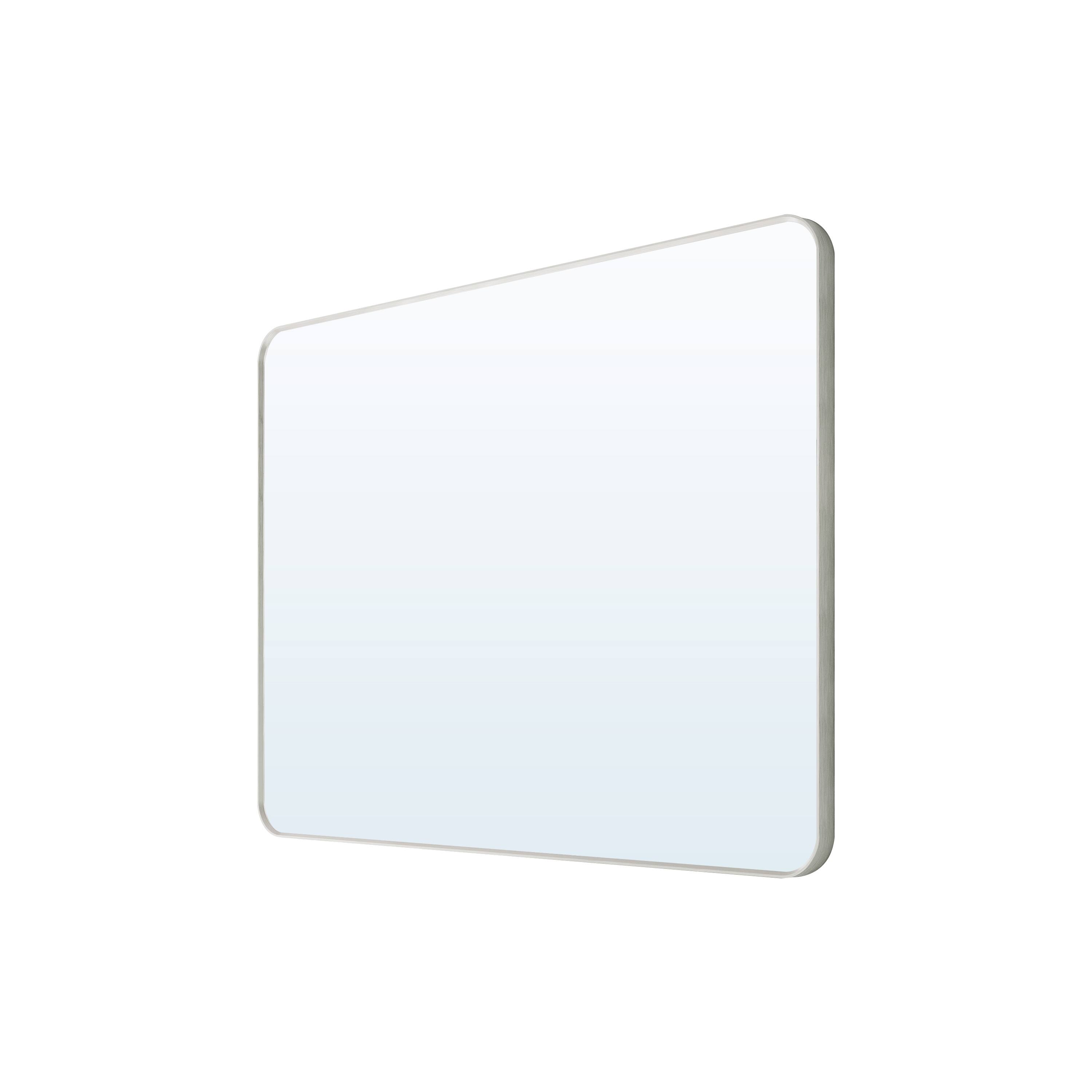 WELLFOR - 48 in. W x 36 in. H Rectangular Aluminum Framed Wall Bathroom Vanity Mirror with Rounded Corners - Brushed Nickel price history on PriceWatchPro