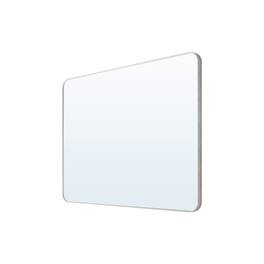 WELLFOR - 48 in. W x 36 in. H Rectangular Aluminum Framed Wall Bathroom Vanity Mirror with Rounded Corners - Brushed Nickel
