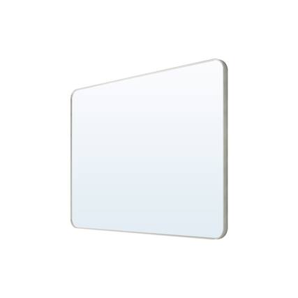 Front. WELLFOR - 48 in. W x 36 in. H Rectangular Aluminum Framed Wall Bathroom Vanity Mirror with Rounded Corners - Brushed Nickel.