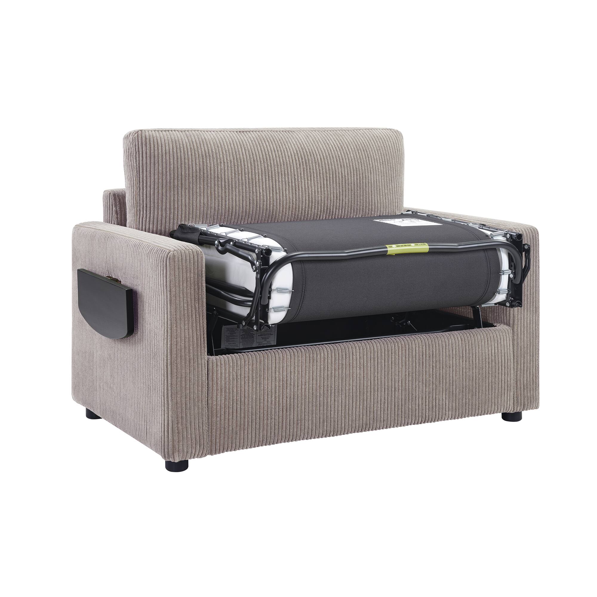 Alt View 9. Tiramisubest - Twin Size Sofa Bed Loveseat Sofa with Foldable Mattress,Side Table,Storage Pocket and USB Ports for Living Room,Brown - Grey+Brown.