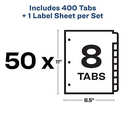 Includes 400 Tabs + 1 Label Sheet per Set

50 x 11" 8 TABS 8.5"