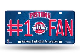 Rico Industries - Detroit NBA Pistons #1 Fan Metal License Plate Auto Tag - Multi