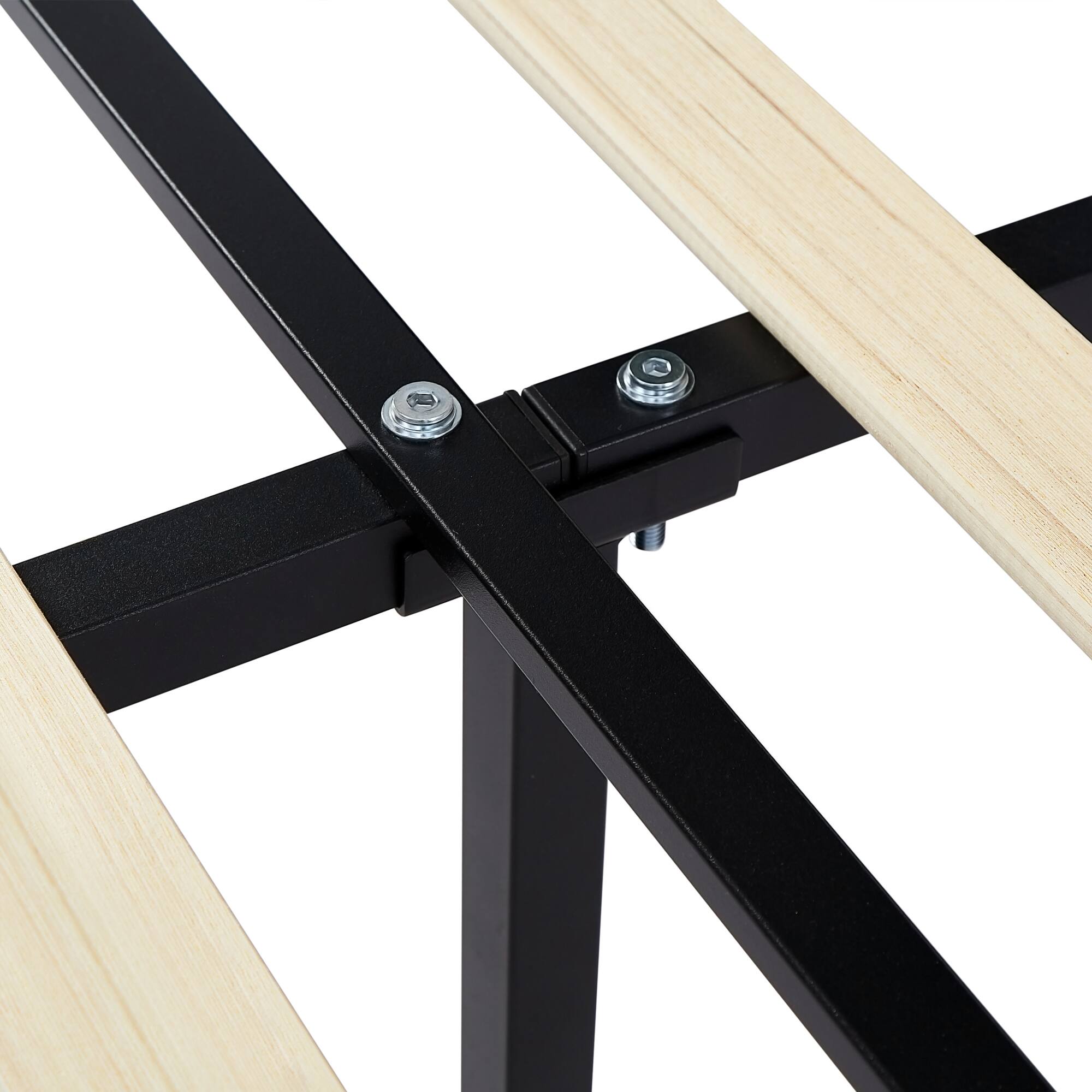 Alt View 5. Vecelo - Twin Upholstered Bed with Adjustable Headboard & 7.9" Underbed Storage - Quiet Slat Metal Platform Bed,Fabric Frame - Dark Green.