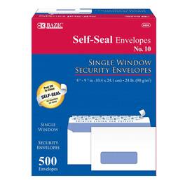 BAZIC Products - Self-Seal Security Single Window Envelopes, #10, Box of 500