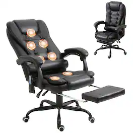 Vinsetto - Vibrating Massage Office Chair High Back Massaging Office Desk Chair with Lumbar Support - Black