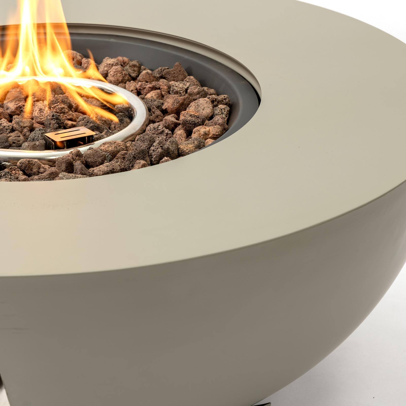 Left. Spaco - 36" Round Propane Fire Pit Table, Safe Push-Button Ignition with Multi-Purpose Metal Cover - Grey.