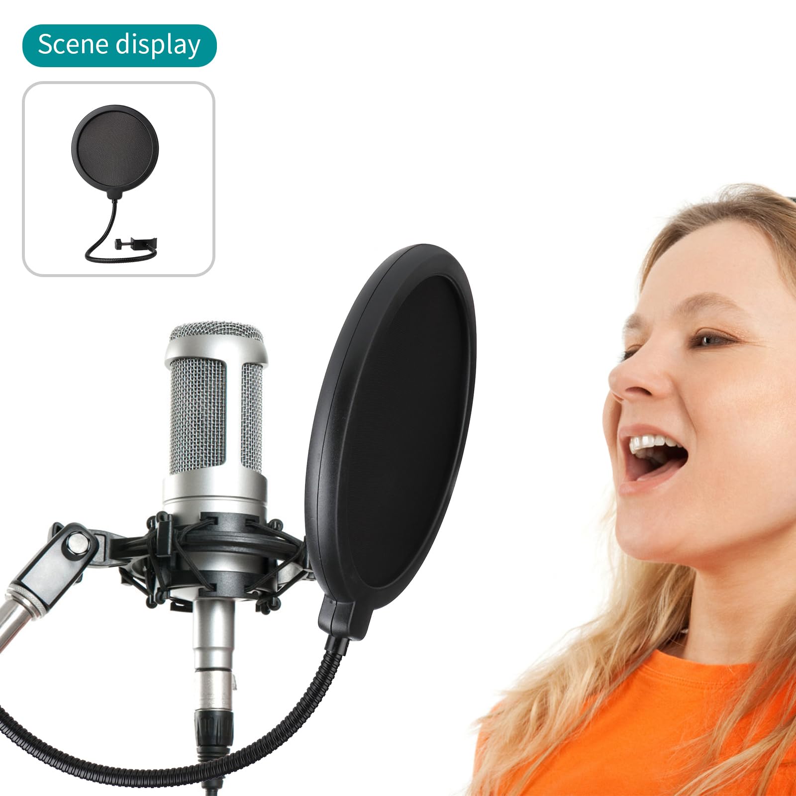 Fabibe Professional Microphone Pop Filter Shield Mic Wind Mask Screen ...