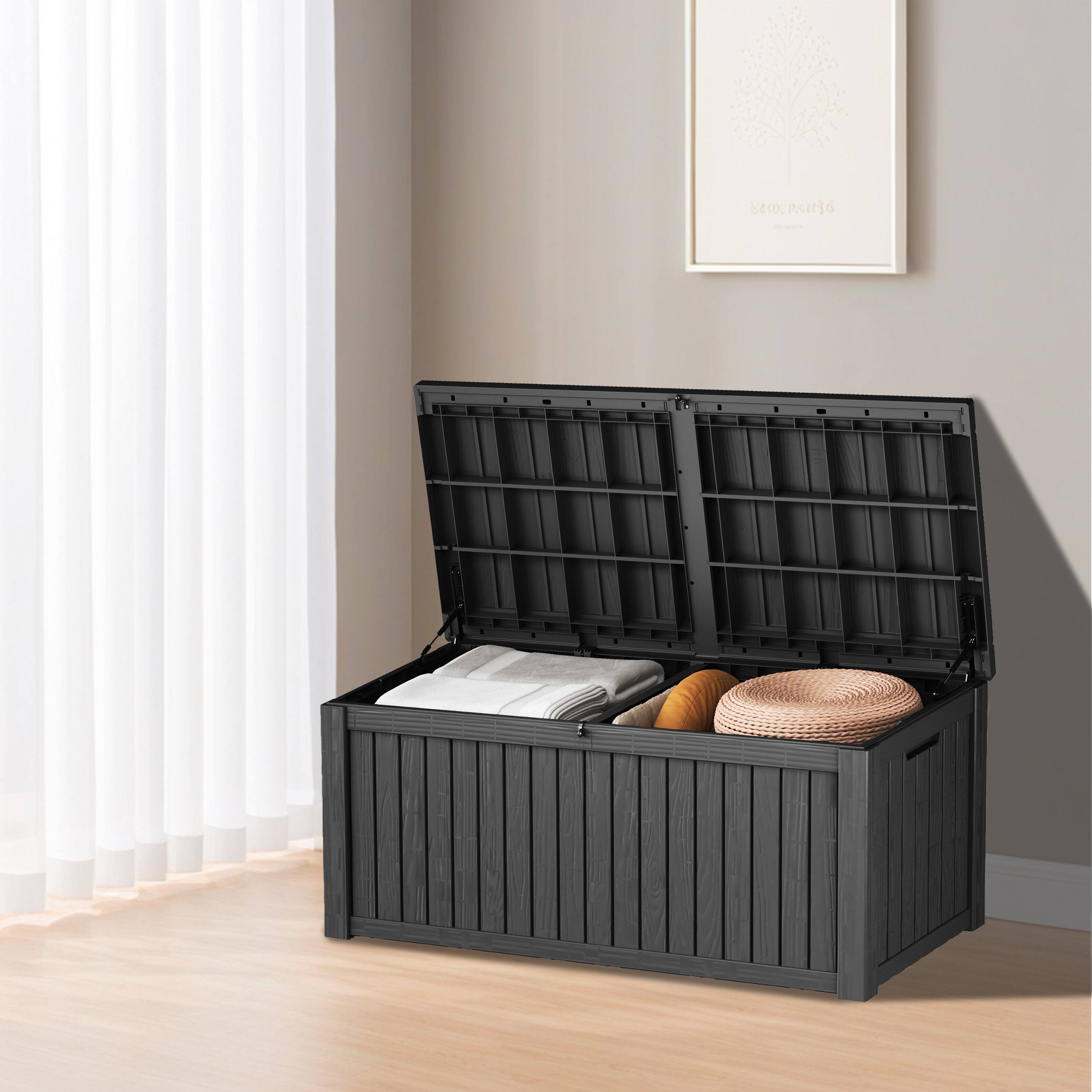 Alt View 1. Decksplore - 190 Gallon Resin Deck Box, Lockable Patio Outdoor Storage Box for Furniture， Waterproof Outside Storage Boxes.