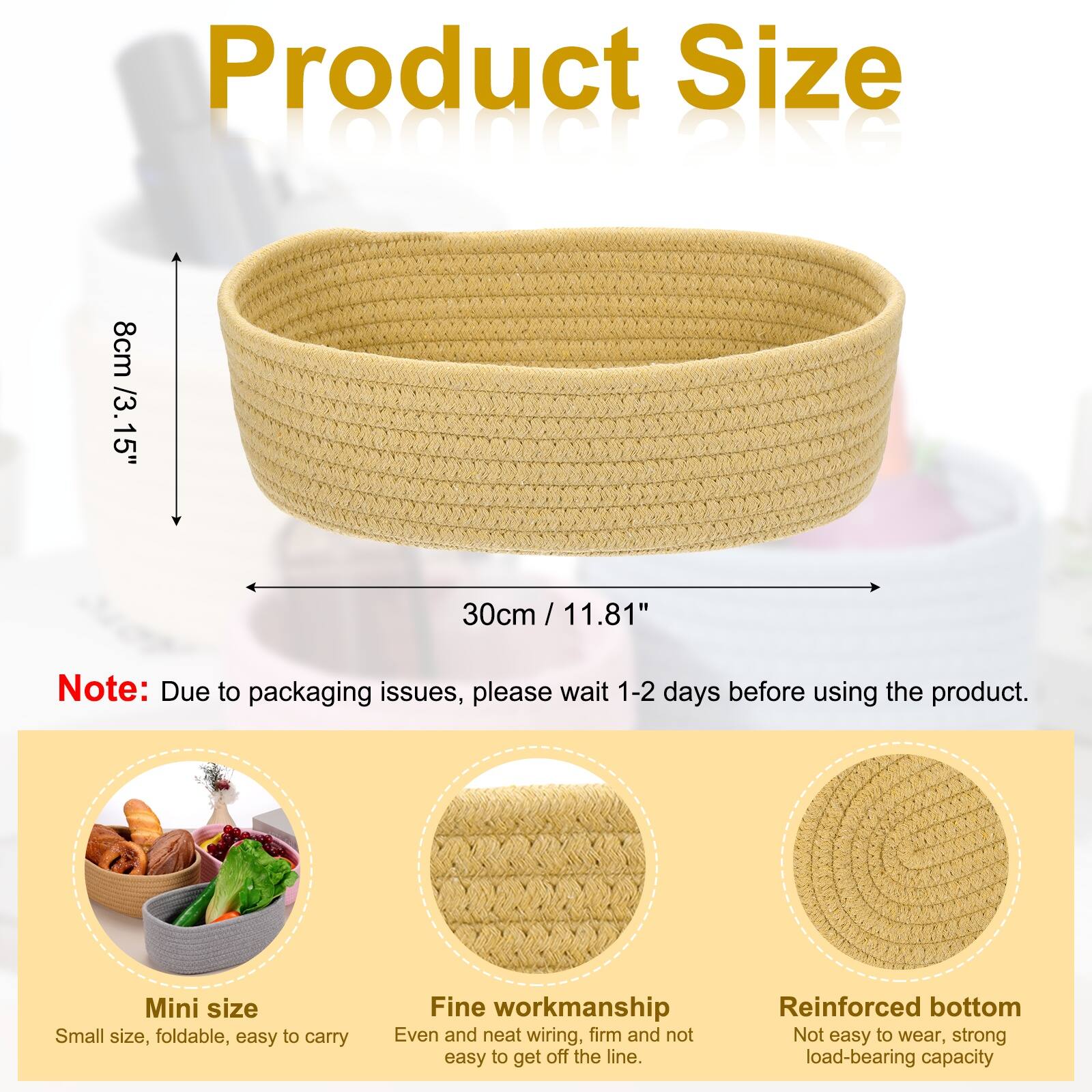 Product Size: 8cm / 3.15" x 30cm / 11.81"  
Note: Due to packaging issues, please wait 1-2 days before using the product.  
Mini size: Small size, foldable, easy to carry  
Fine workmanship: Even and neat wiring, firm and not easy to get off the line  
Reinforced bottom: Not easy to wear, strong load-bearing capacity