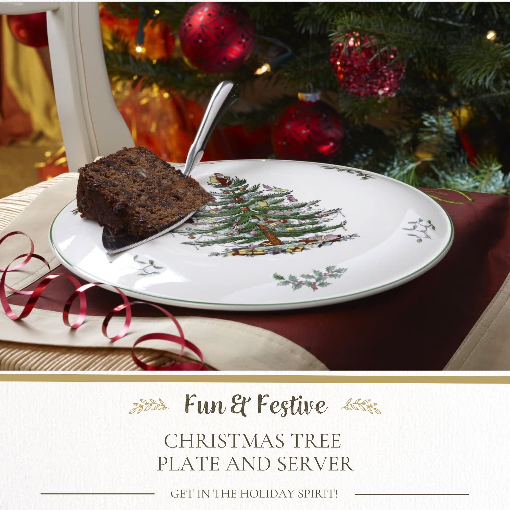 Fun & Festive CHRISTMAS TREE PLATE AND SERVER  
GET IN THE HOLIDAY SPIRIT!