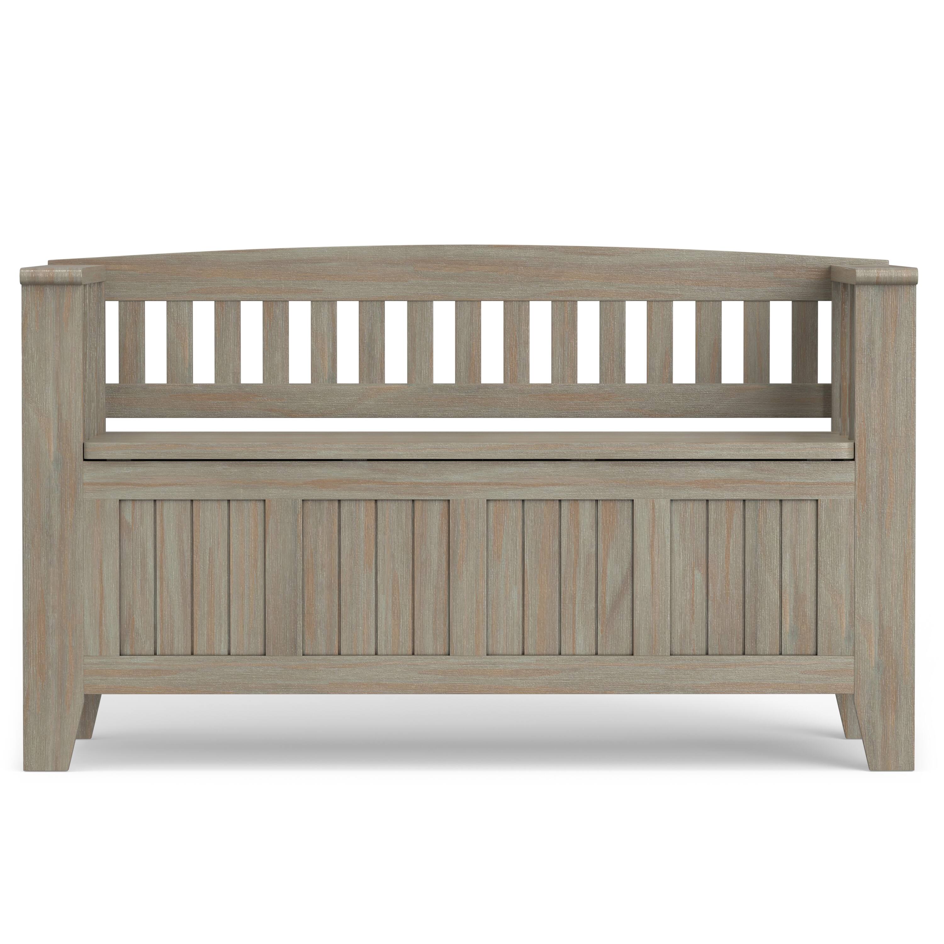 Left. Simpli Home - Acadian Solid Wood 48 inch Wide Storage Bench and 36 inch Wide Storage Cabinet in Distressed Grey - Distressed Grey.