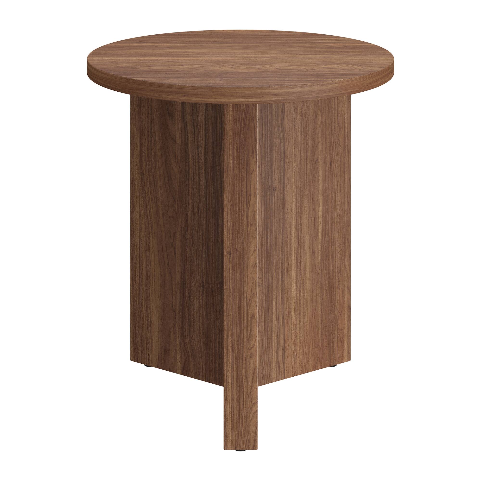 Front. Hudson&Canal - Anders 20" Wide Round Side Table - Satin Walnut.