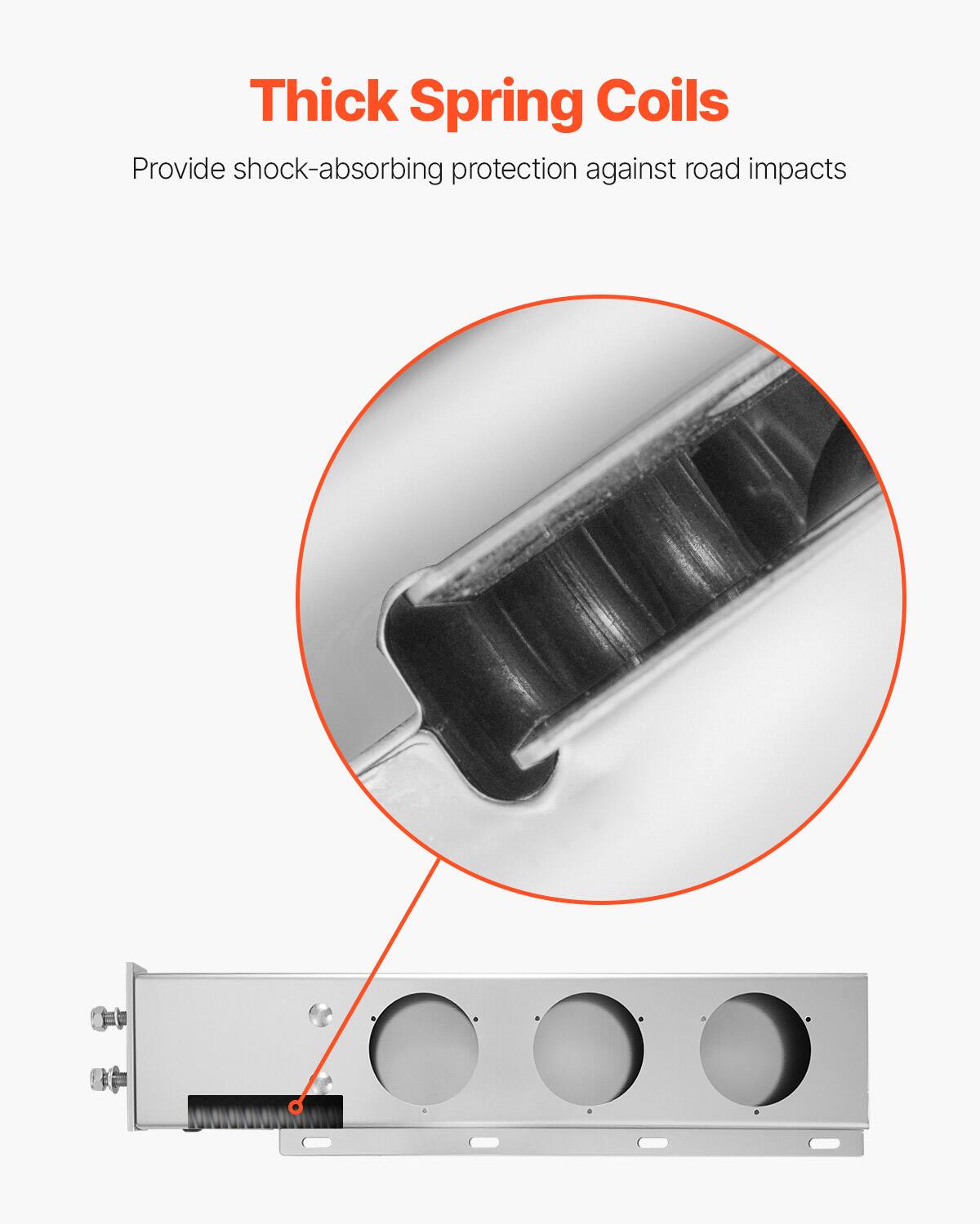 Thick Spring Coils  
Provide shock-absorbing protection against road impacts