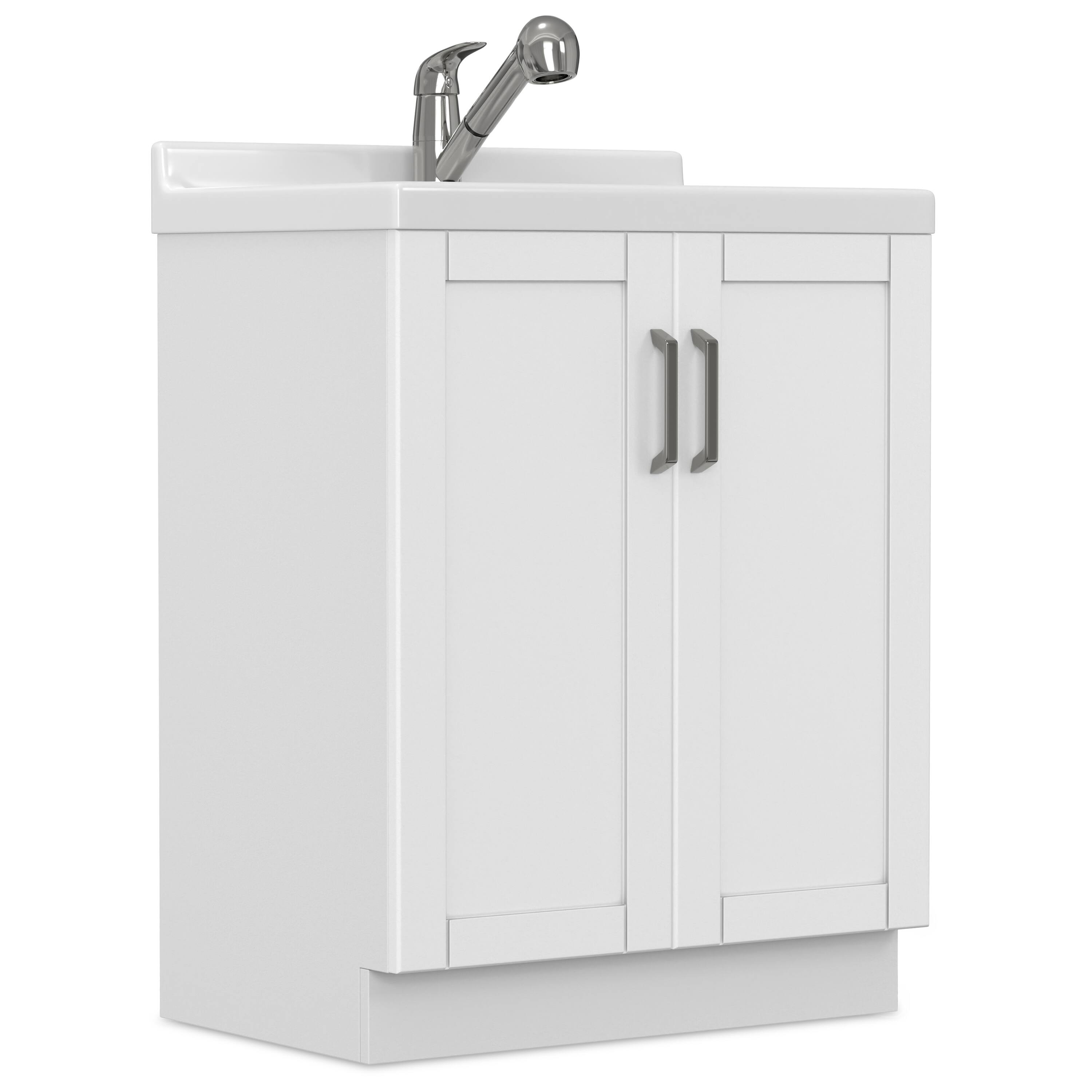 Alt View 4. Simpli Home - Kyle All-In-One 28-inch Laundry Utility Sink and Cabinet and ABS Sink - Pure White.