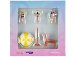 Tarmac Works - Beach Girls 5 piece Diecast Figure Set (3 Female Figures and 2 Beach Accessories) for 1/64 Scale Models - Multicolor