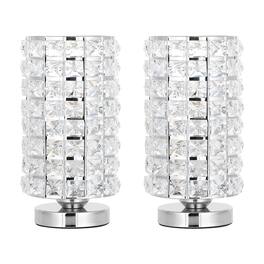 Oumilen - Crystal Table Lamp with Square-cut Shade, Metal Base, E26 Socket & UL Plug