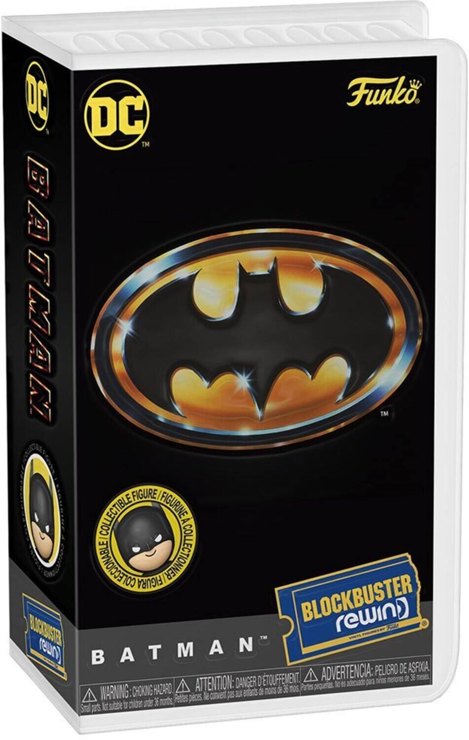 DC Funko. DC TM CG BATMAN TM E FIGURE COLLECTIBLE FIGURINE COLECCIONABLE FIGURA COLLECTIONNER! BLOCKBUSTER rewind MOCIORSTE (eu) BATMAN ADVERTENCIA: PELIGRO DE ASFIXIA. TOUFFEMENT. nirnos menores de 36 meses ATTENTION: DANGER D pequeas. No eS adecuado para CHOKING HAZARD mons de 36 Tos Partes WARNING Smal parts lot