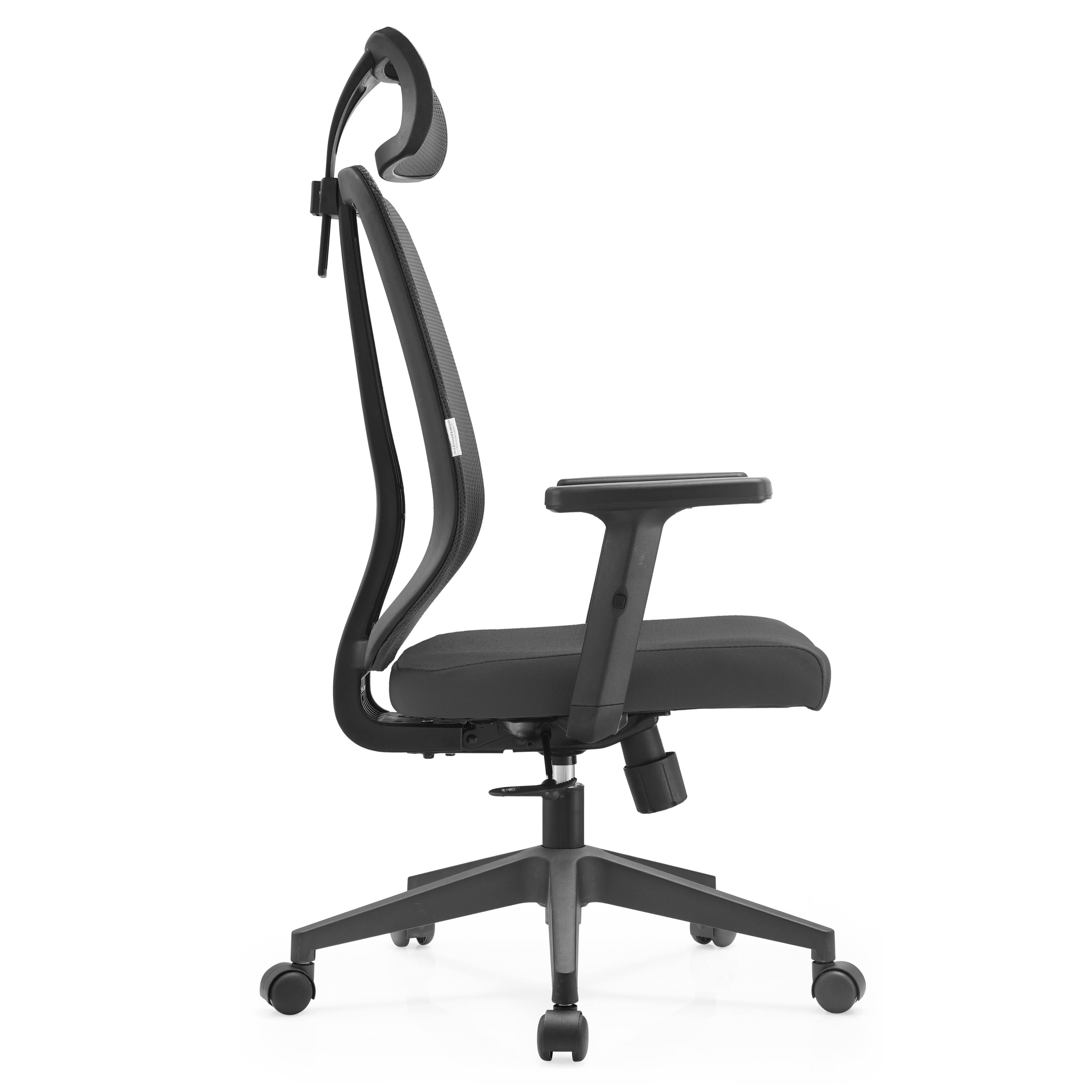 Alt View 4. LeisureMod - Nift Mesh Office Desk Chair with Headrest, Adjustable Height, Tilt, Armrests & Durable ABS Frame - Black.